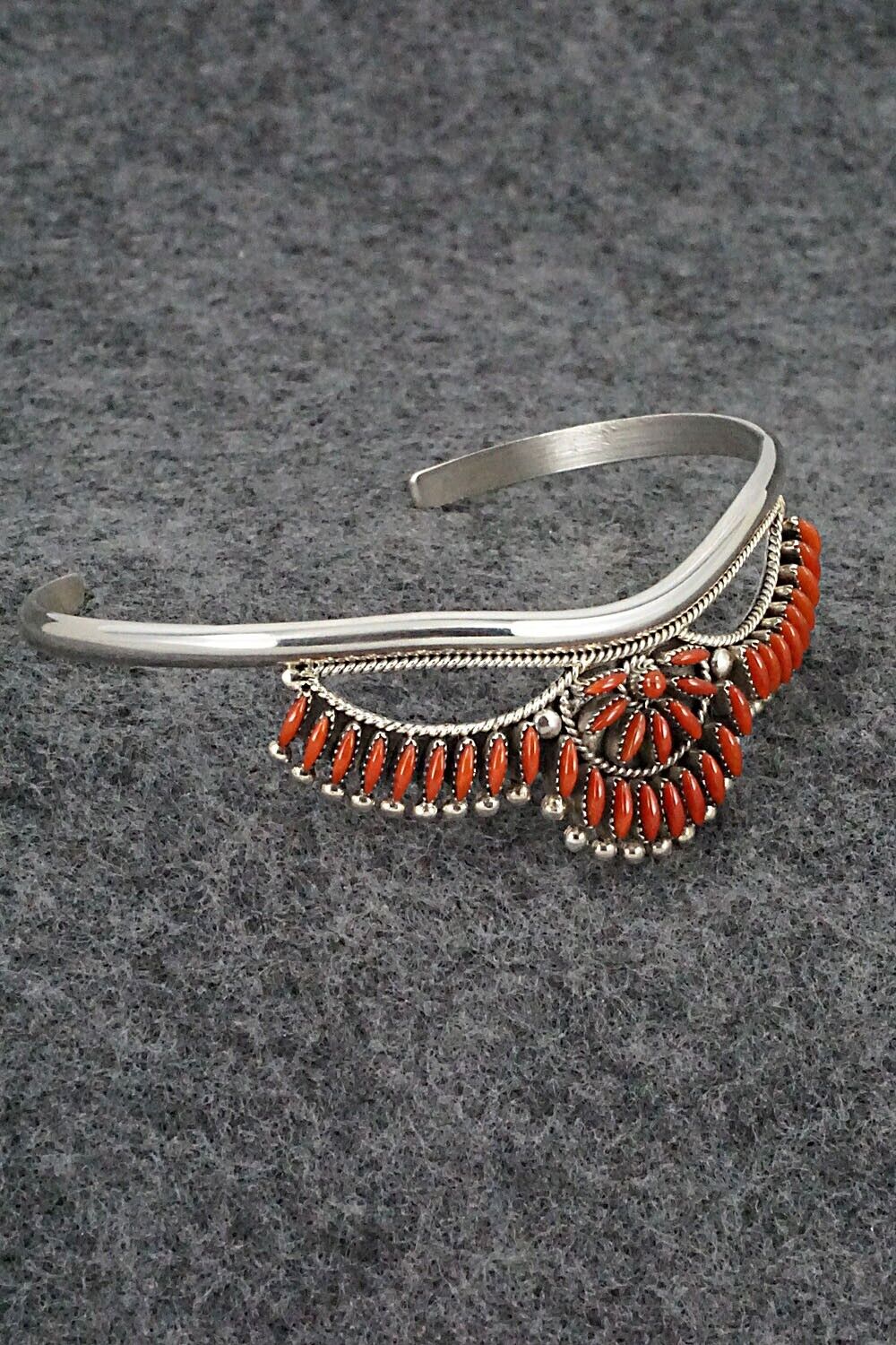 Coral & Sterling Silver Bracelet - Stewart Nakatewa