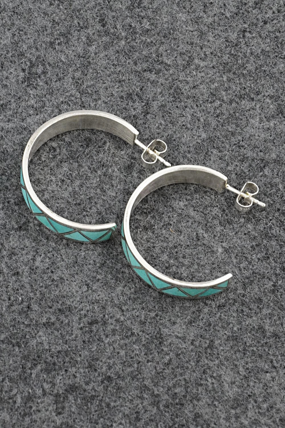 Turquoise Inlay & Sterling Silver Earrings - Joann Peina