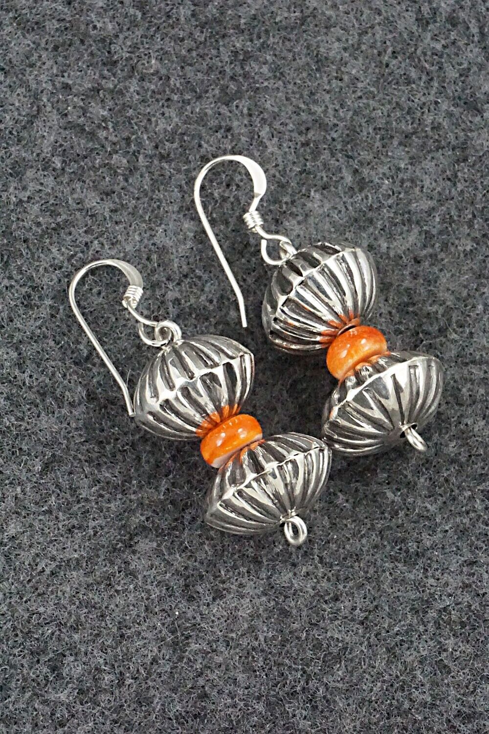 Spiny Oyster & Sterling Silver Navajo Pearl Earrings - Presley Haley