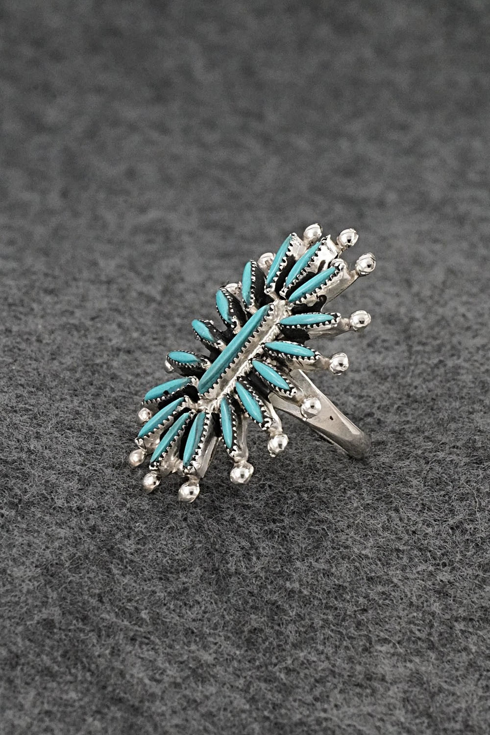 Turquoise & Sterling Silver Ring - Jack Etsate - Size 7.5