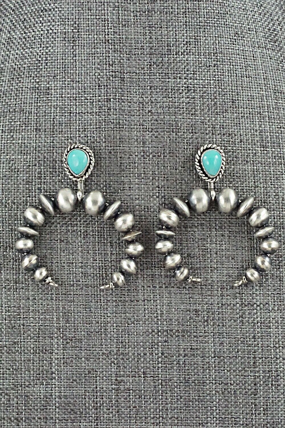 Turquoise & Sterling Silver Navajo Pearl Earrings - Amanda Larry