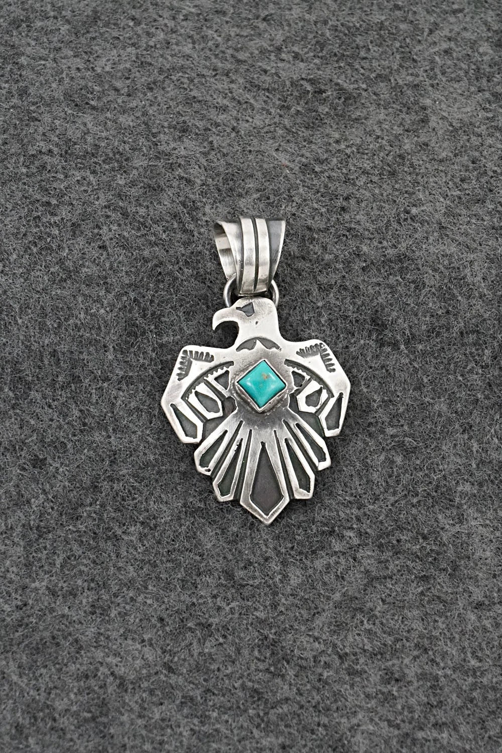 Turquoise & Sterling Silver Pendant - Jerold Joe