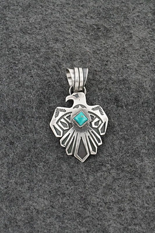 Turquoise & Sterling Silver Pendant - Jerold Joe