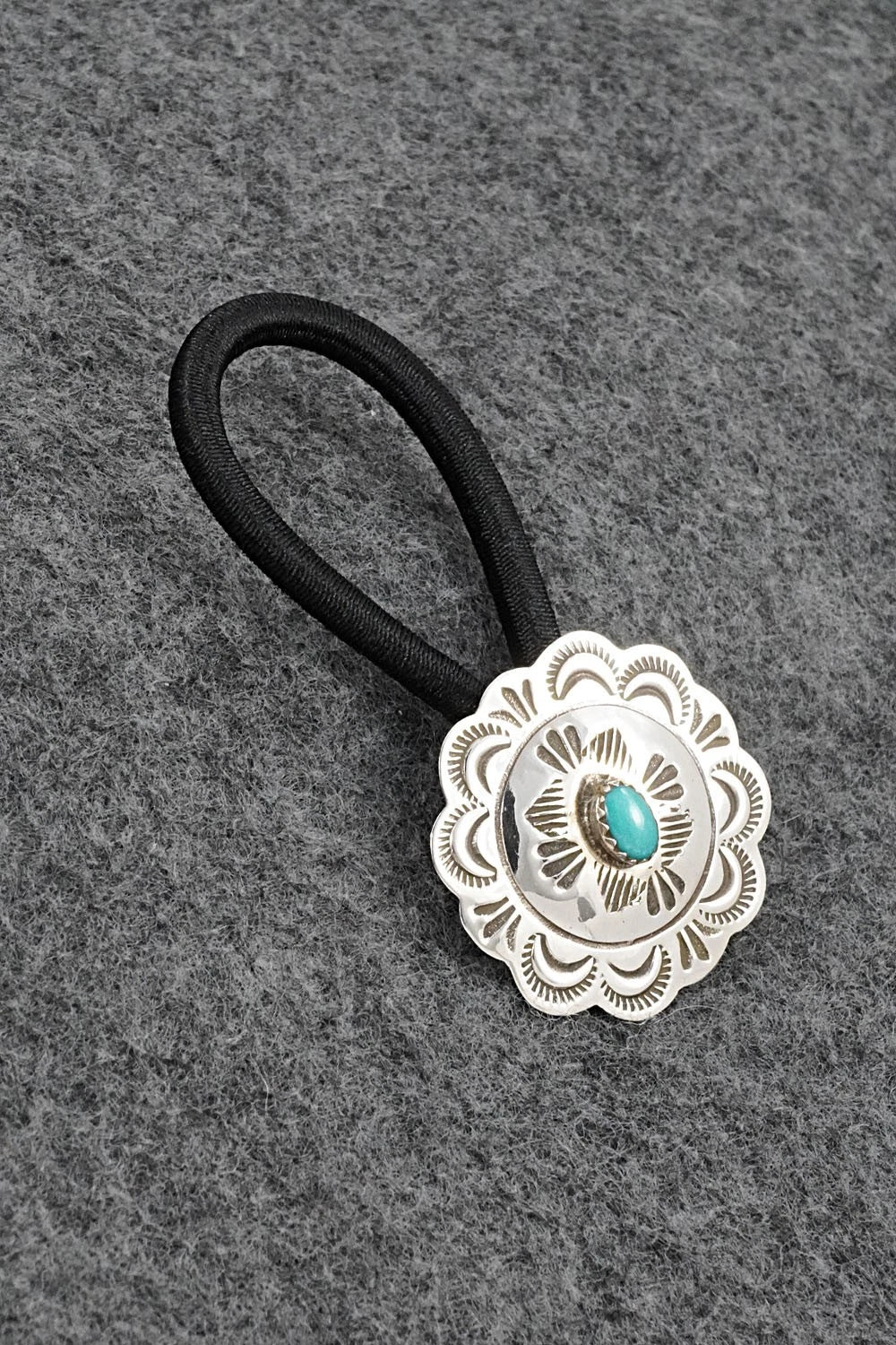 Turquoise & Sterling Silver Hair Tie - Bertha Begay