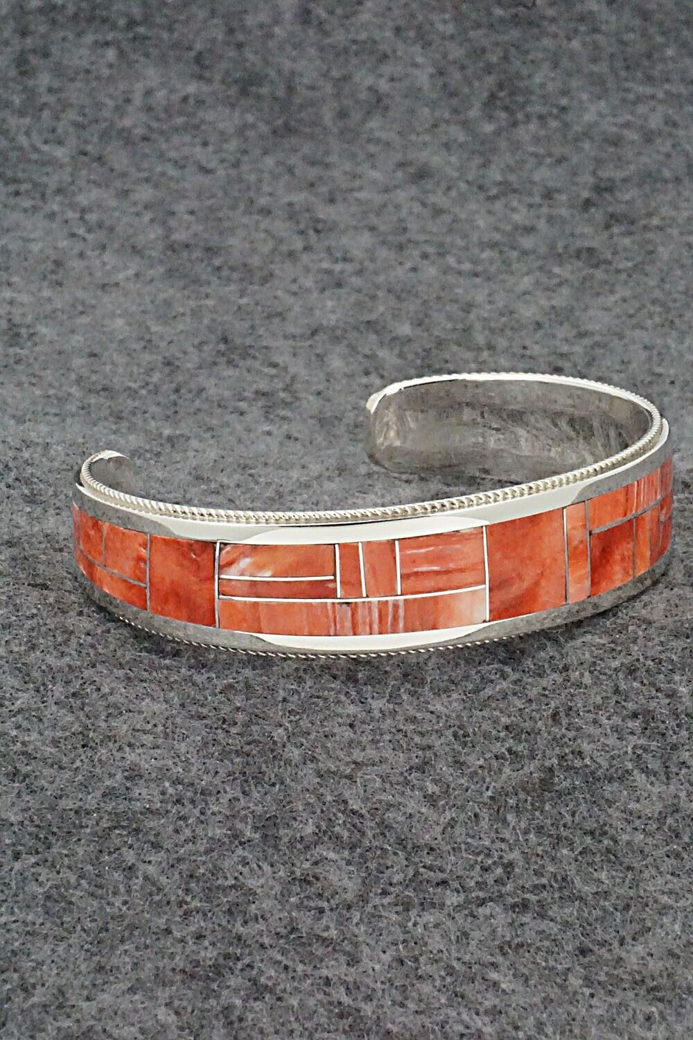 Spiny Oyster & Sterling Silver Inlay Bracelet - Rickel Booqua
