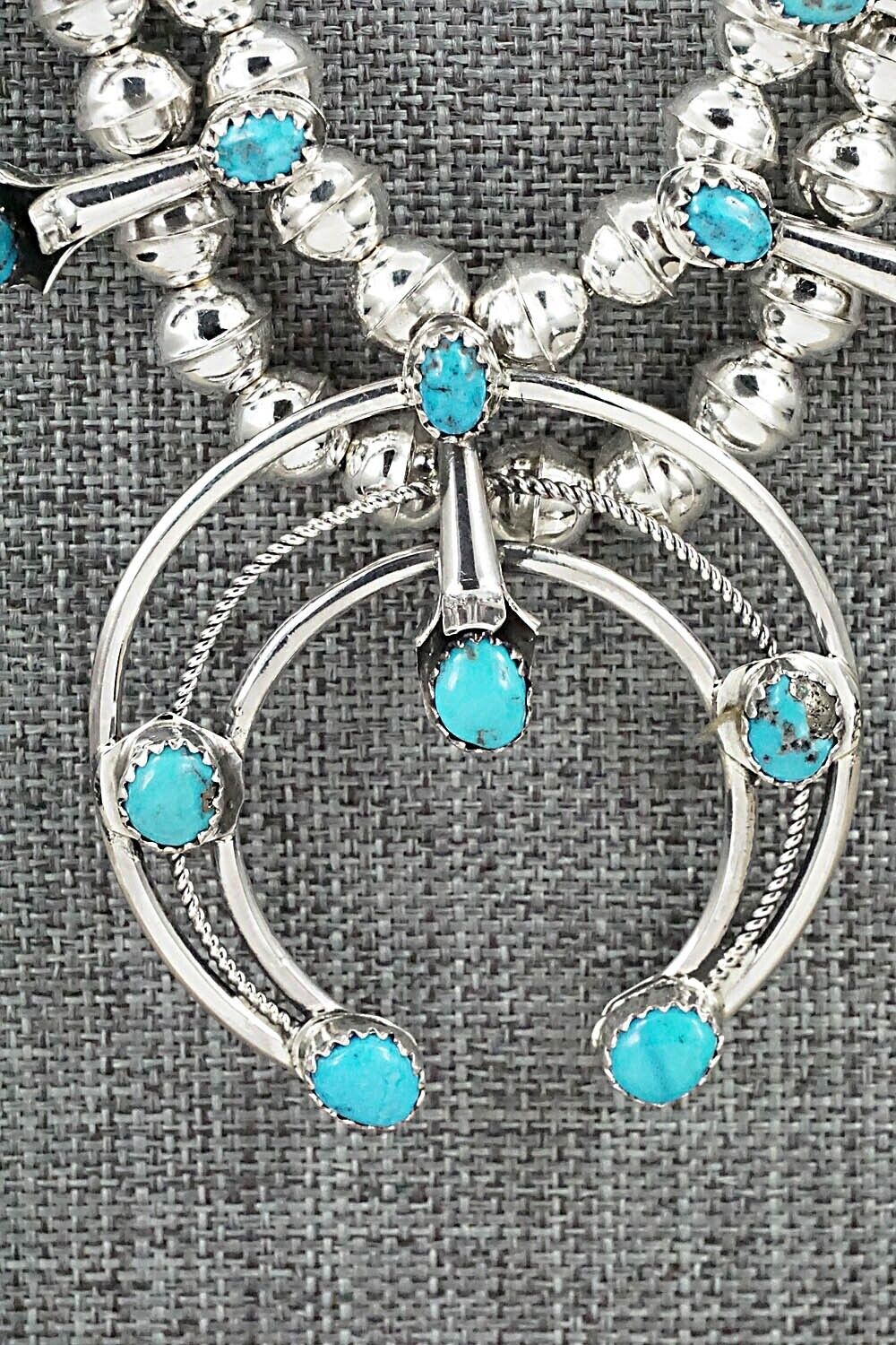 Turquoise & Sterling Silver Squash Blossom Set - Phil Garcia