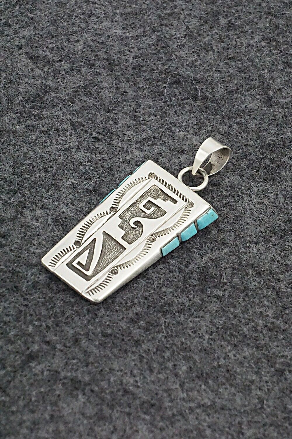 Turquoise & Sterling Silver Pendant - Leonard Jim