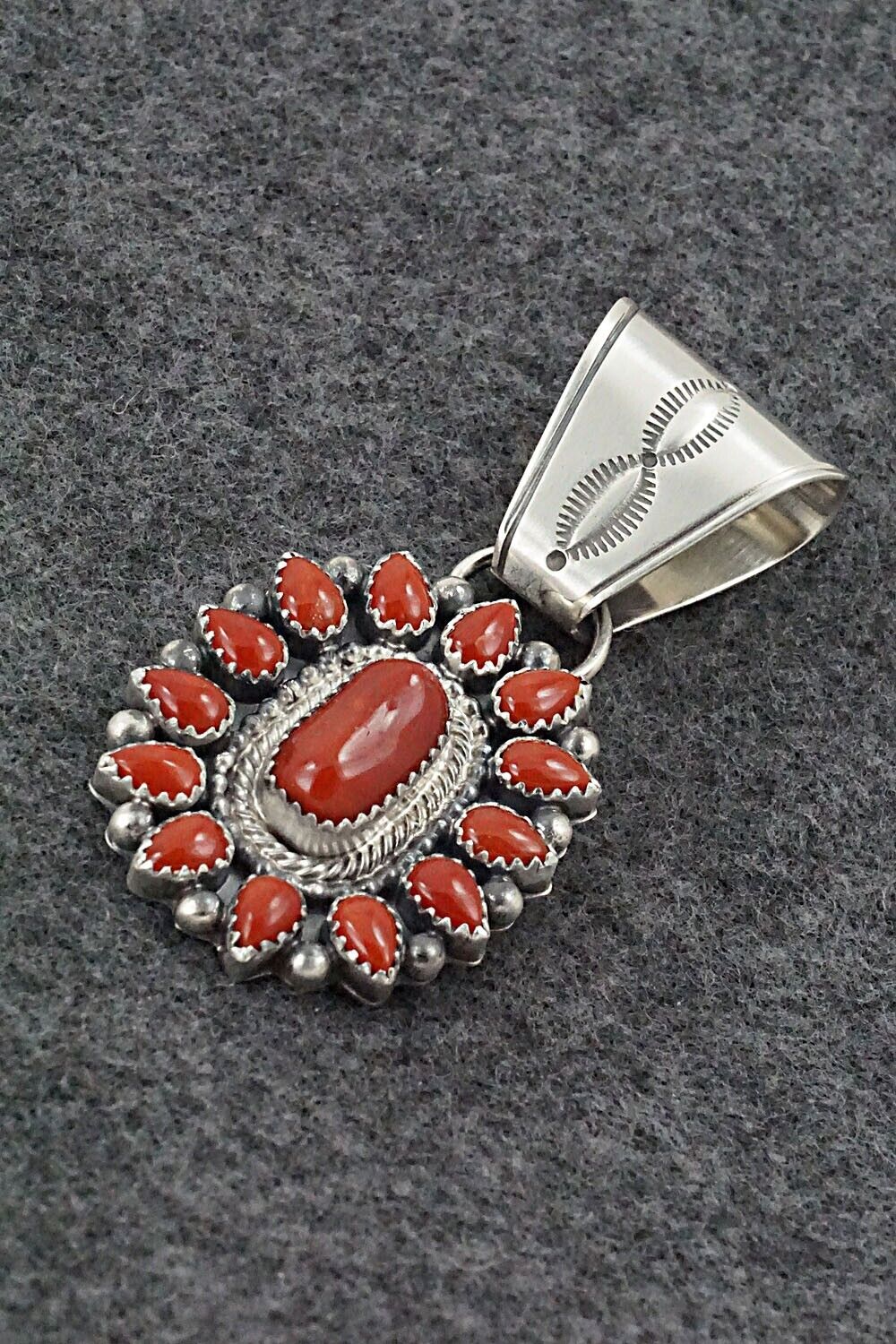 Coral & Sterling Silver Pendant - Tom Lewis