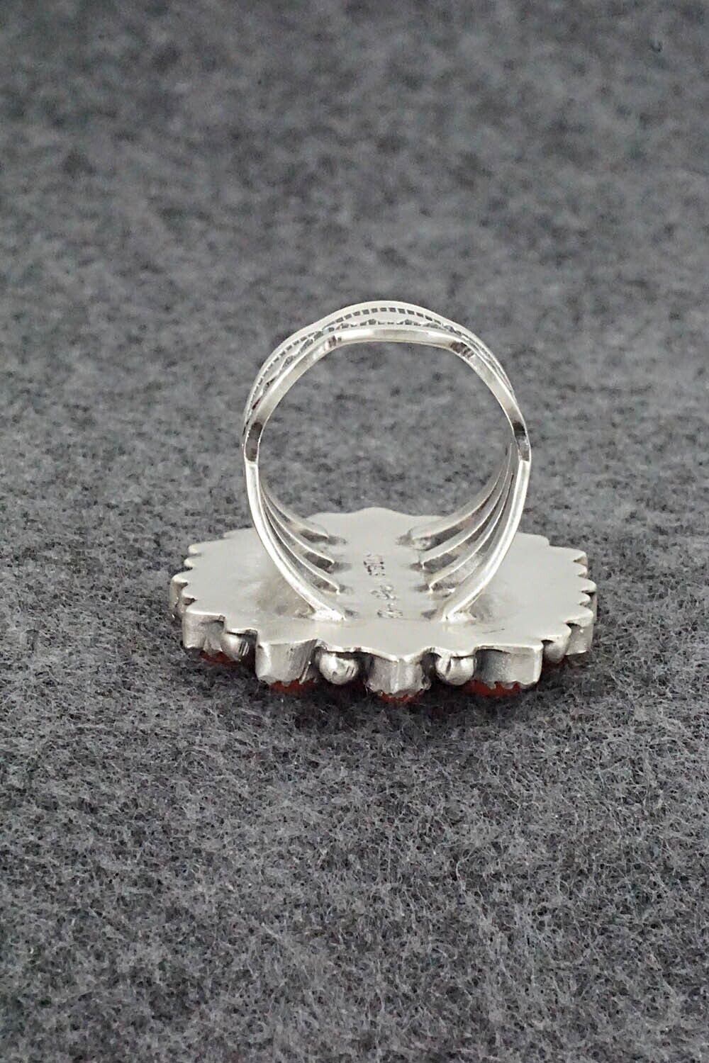 Coral & Sterling Silver Ring - Tom Lewis - Size 7