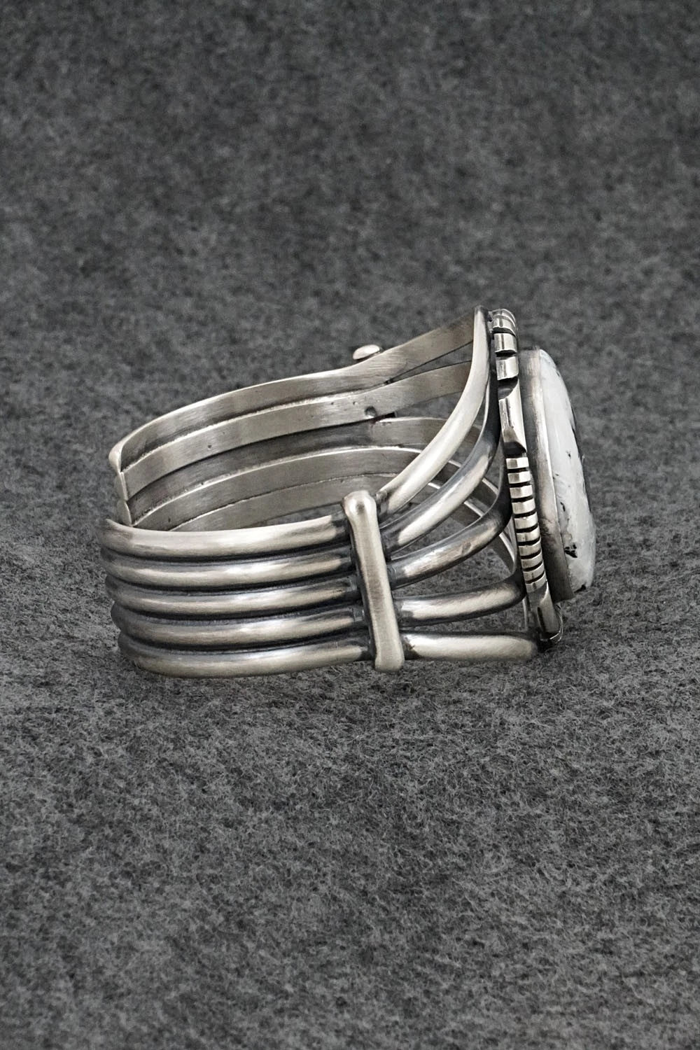 White Buffalo & Sterling Silver Bracelet - Mark Yazzie