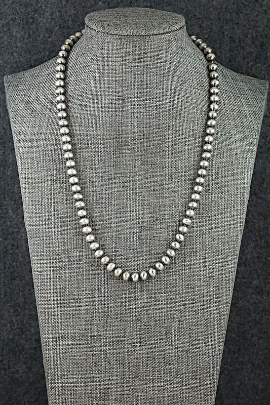 Sterling Silver Navajo Pearl Necklace 18" - Dorinda Mariano