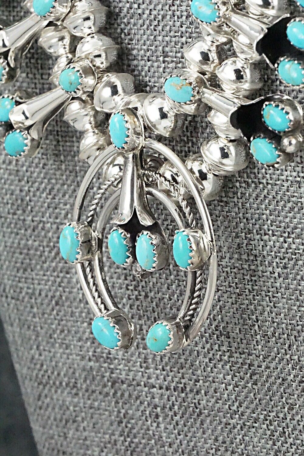 Turquoise & Sterling Silver Mini Squash Blossom Set - Phil Garcia