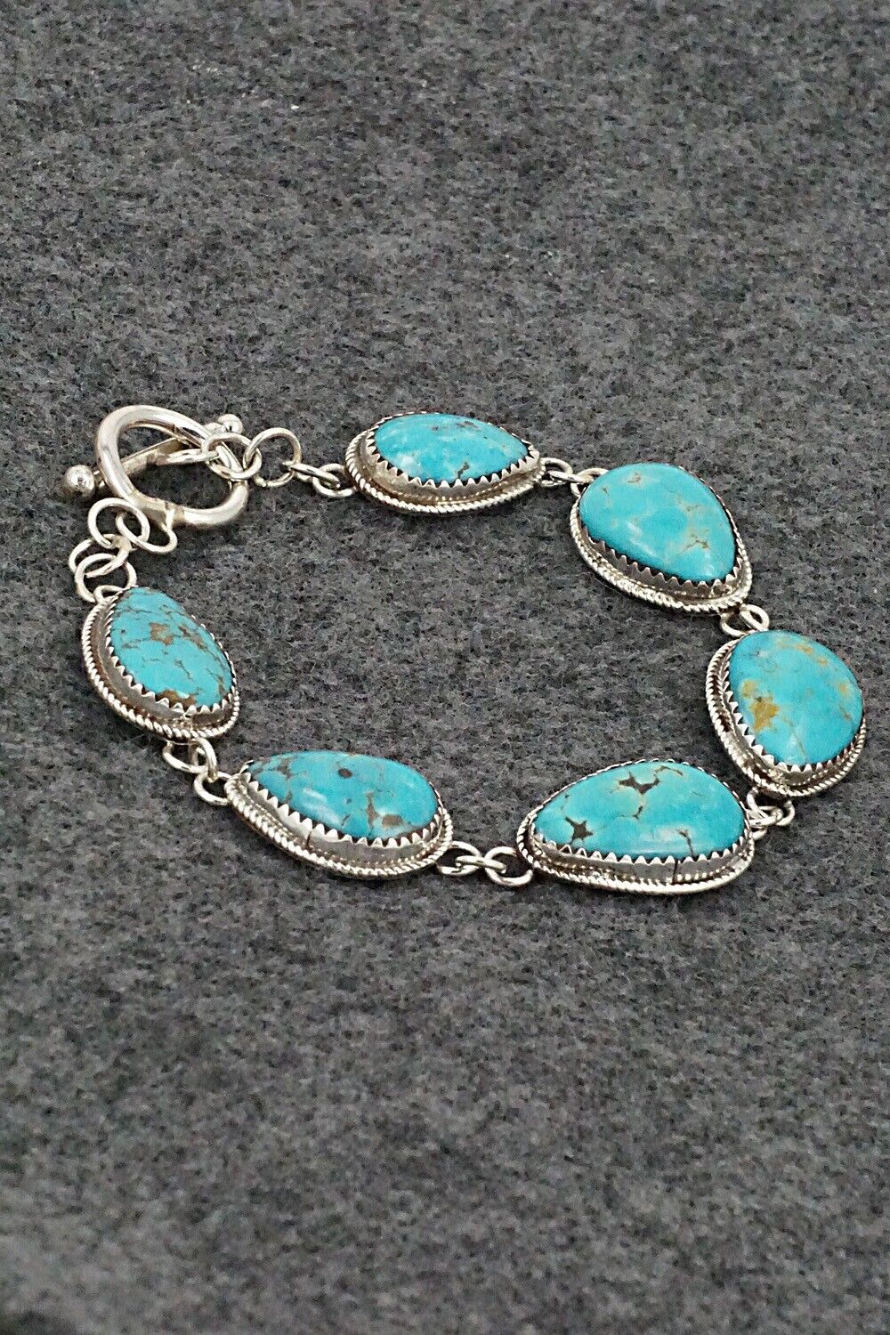 Turquoise & Sterling Silver Link Bracelet - Ernest Hawthorne