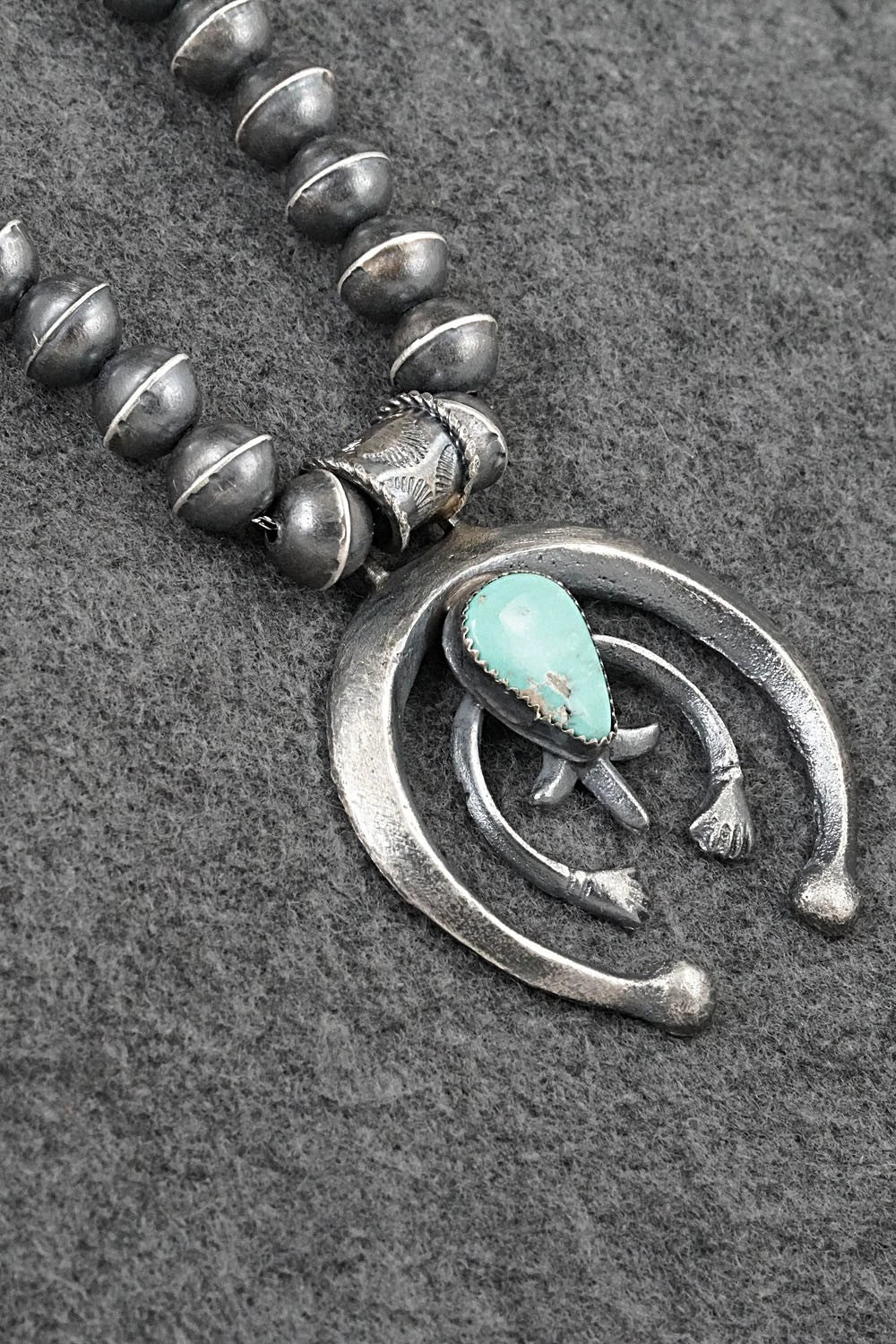 Turquoise & Sterling Silver Squash Blossom Set - Gilbert Martin
