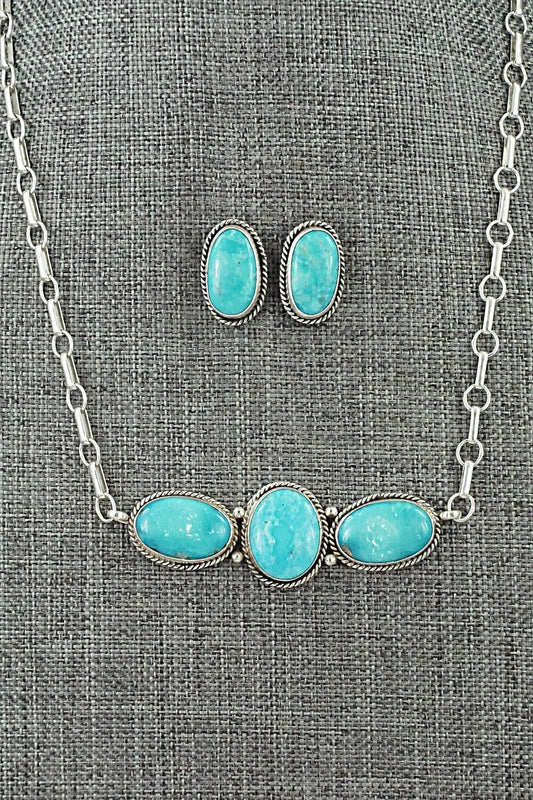 Turquoise & Sterling Silver Necklace and Earrings Set - Rena Begay