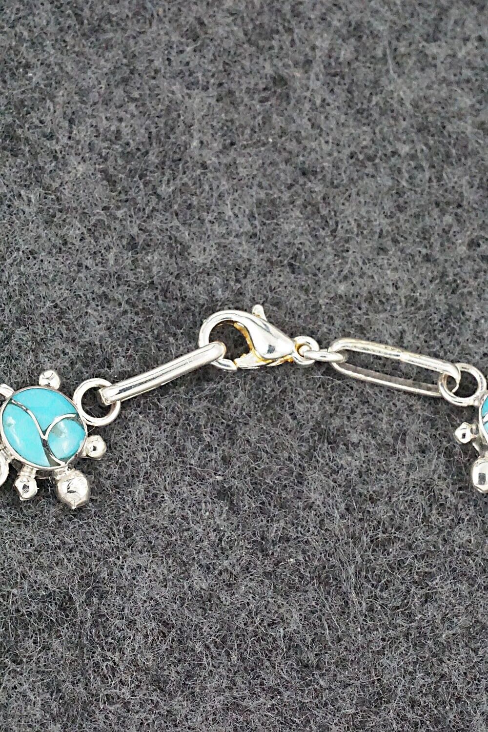 Turquoise & Sterling Silver Link Bracelet - Rebecca Lalio