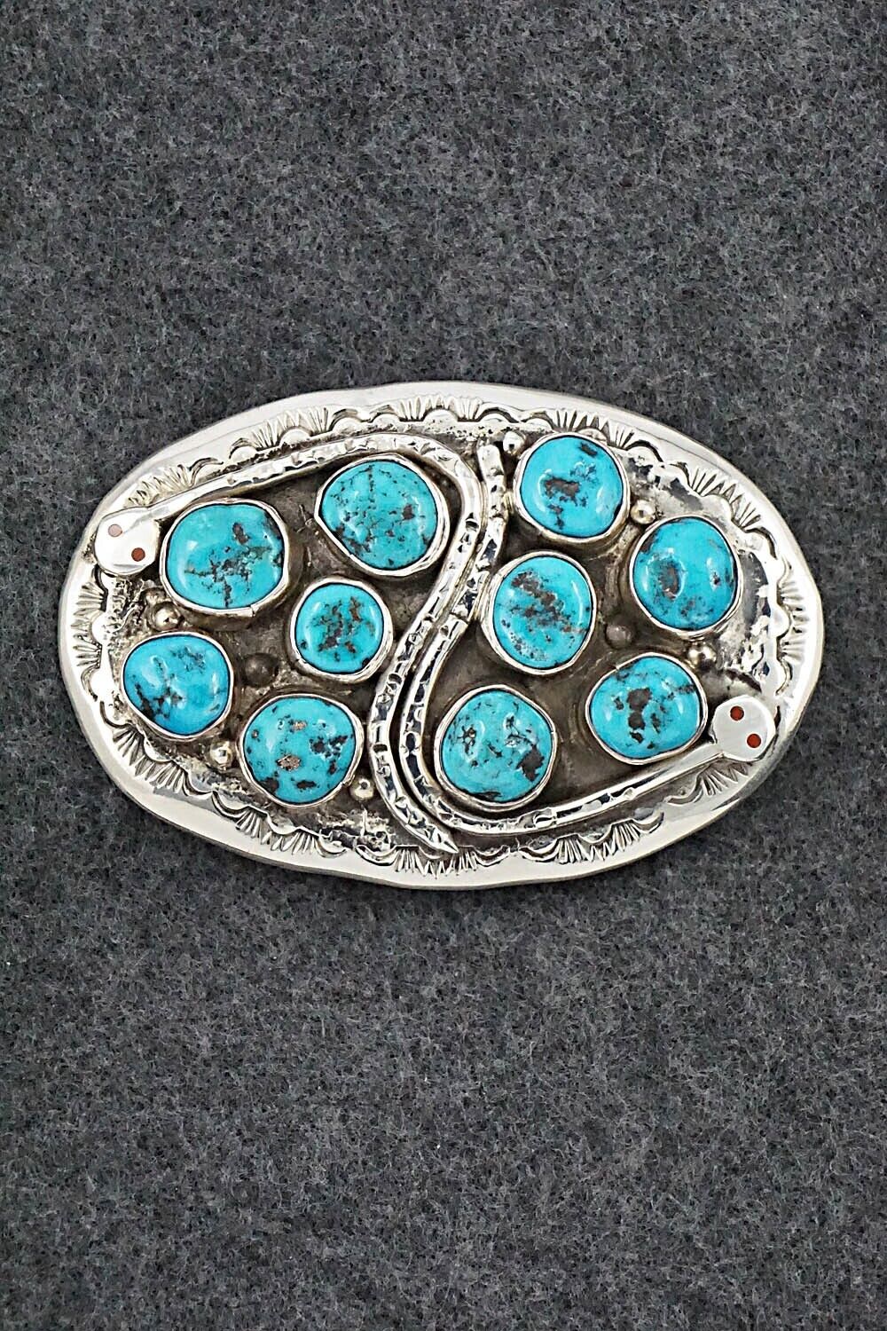 Turquoise & Sterling Silver Bolo Tie & Belt Buckle Set - Jude Candelaria