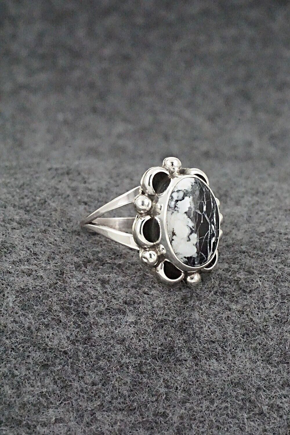 White Buffalo & Sterling Silver Ring - Priscilla Smith - Size 6.75