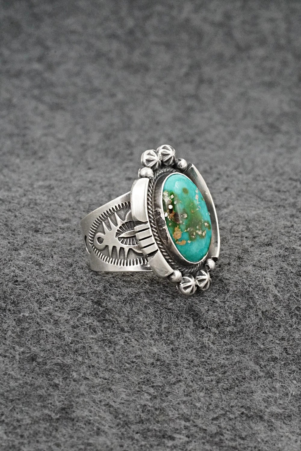 Turquoise & Sterling Silver Ring - Samuel Yellowhair - Size 8