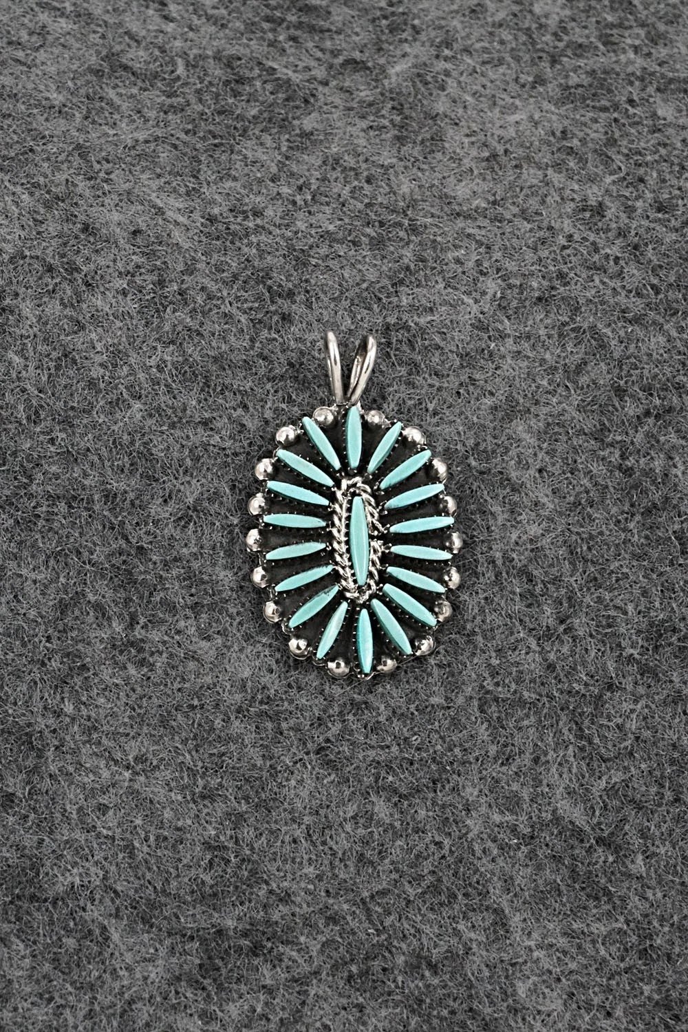 Turquoise & Sterling Silver Pendant - Fritzon Owaleon