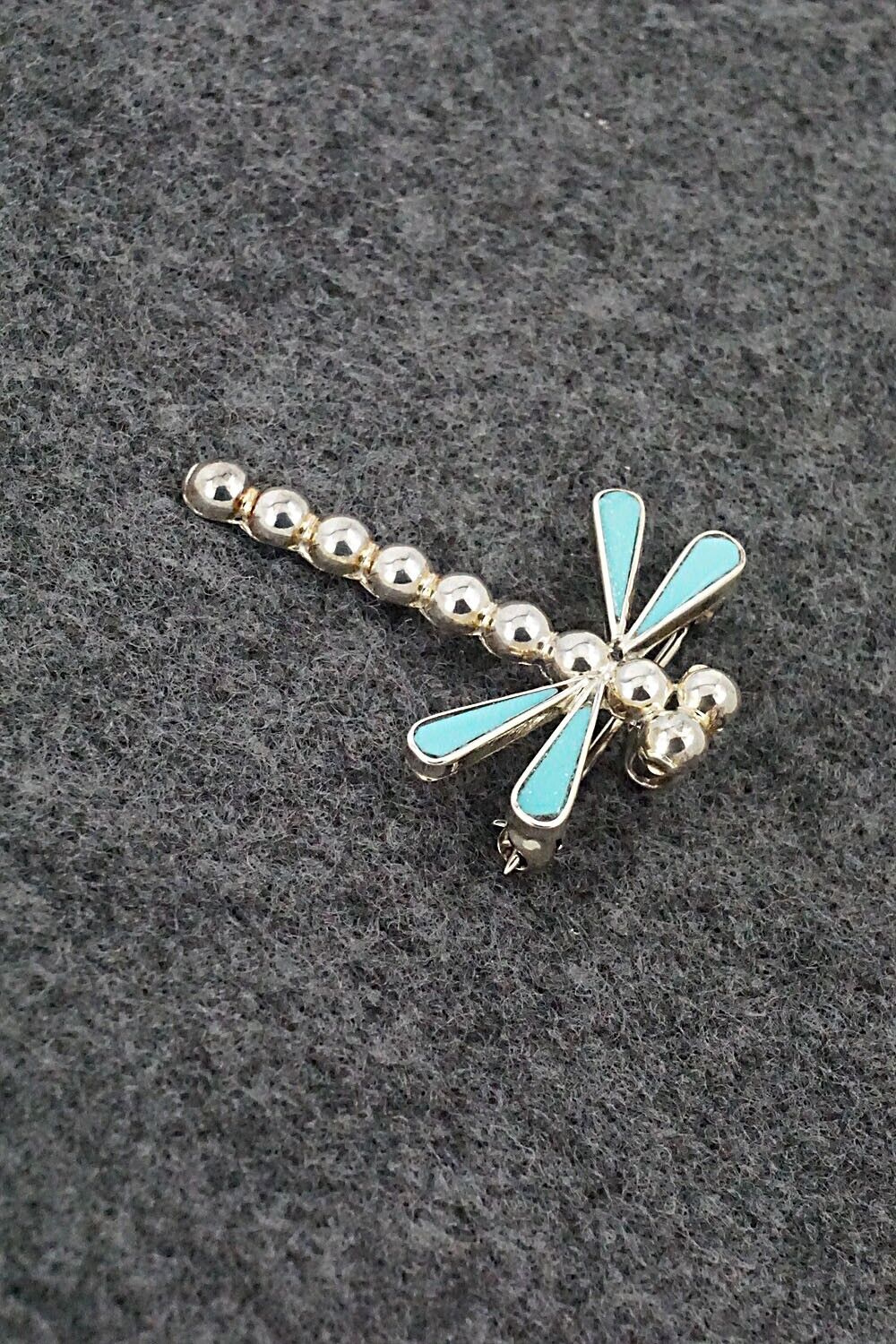 Turquoise & Sterling Silver Pendant/Pin - Emma Edaakie