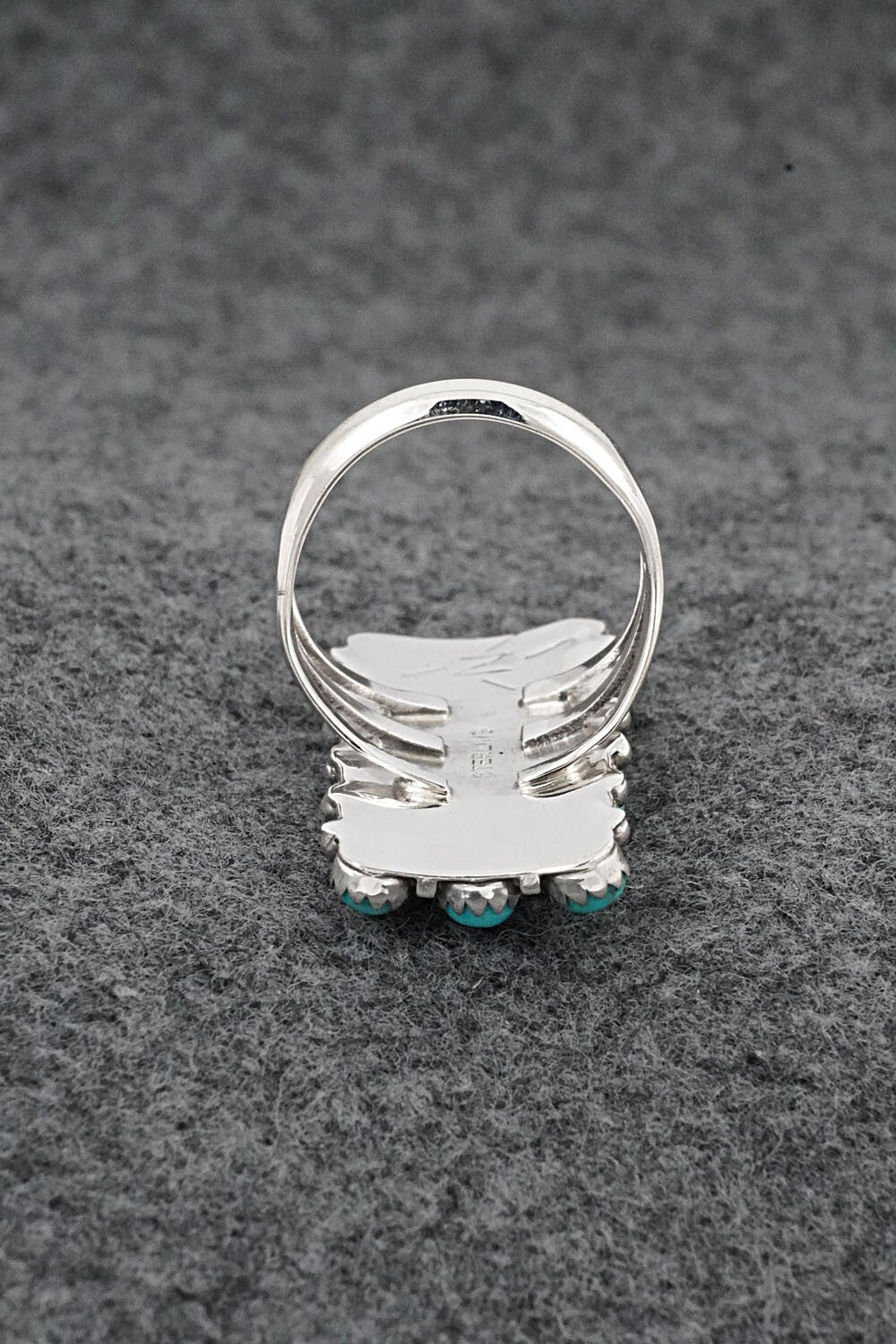 Turquoise & Sterling Silver Ring - Kenny Lonjose - Size 7.5