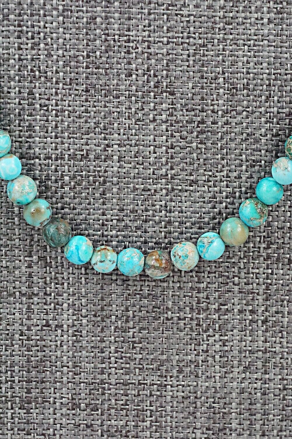 Turquoise, Shell & Sterling Silver Necklace 24" - Ramona Calavaza