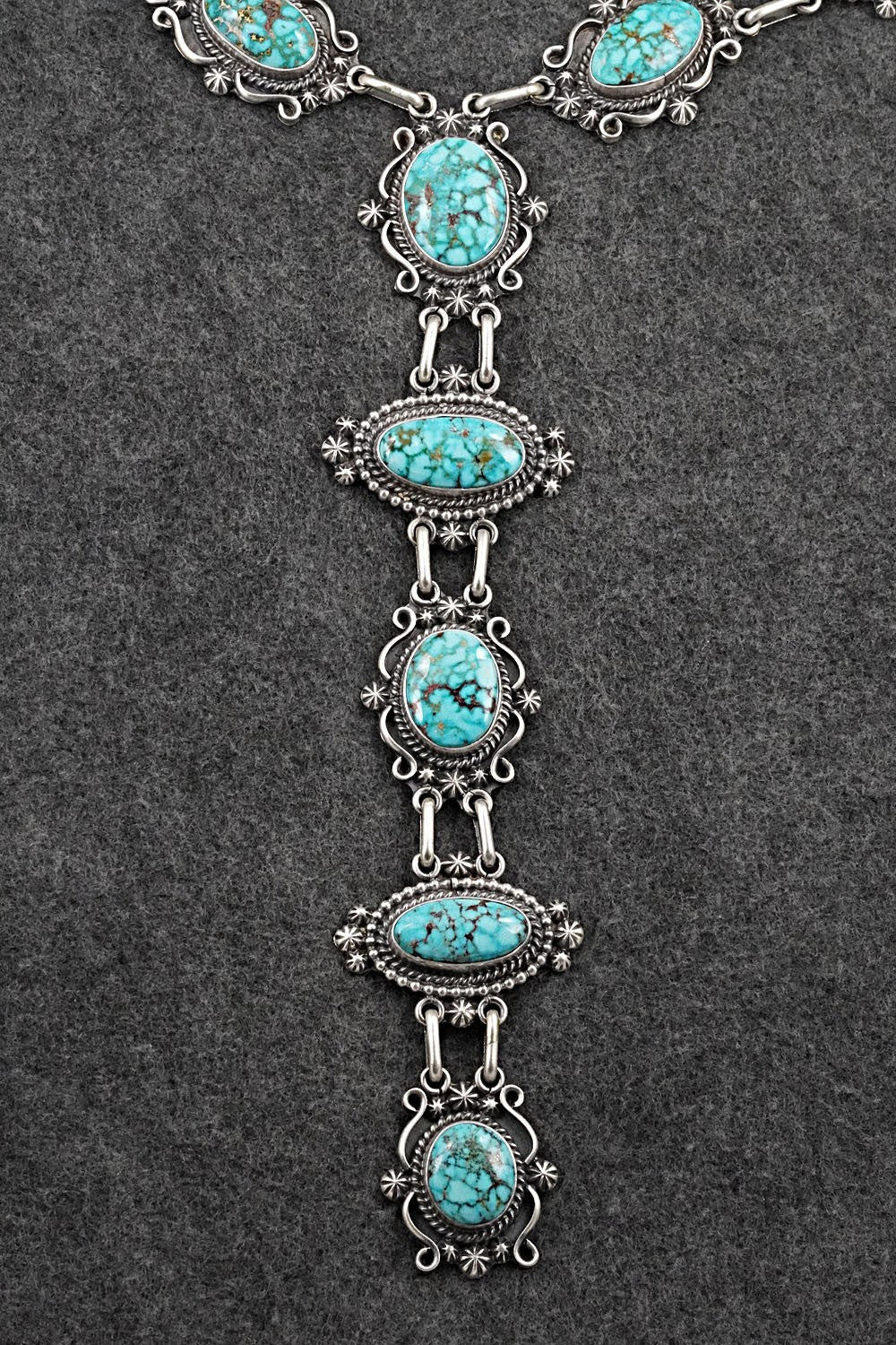 Turquoise & Sterling Silver Necklace and Earrings Set - Raymond Delgarito