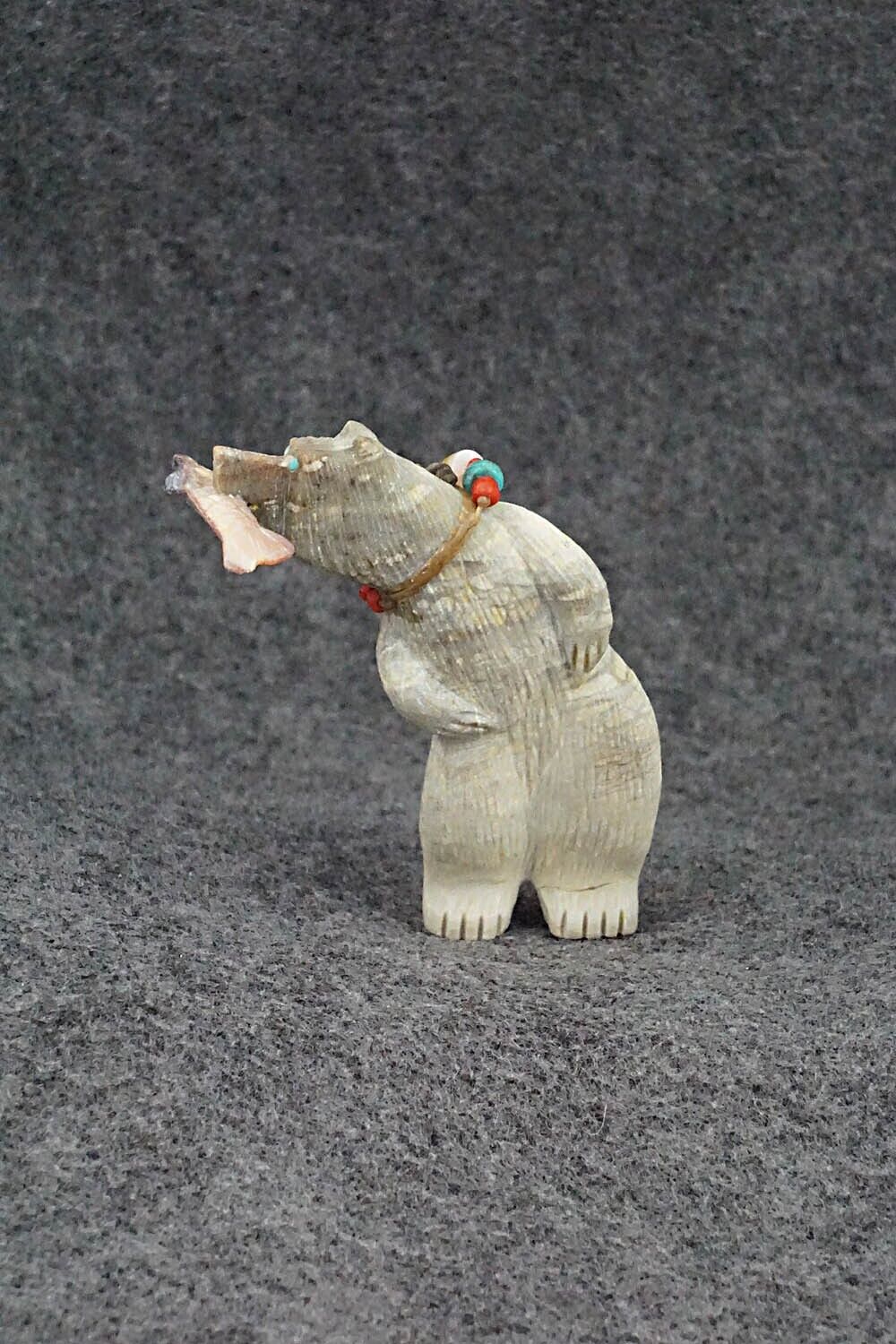 Bear with Fish Zuni Fetish Carving - Douglas Martza
