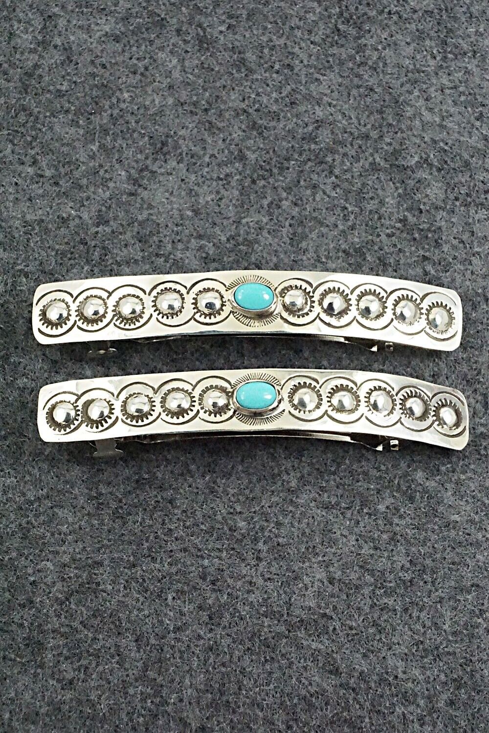 Turquoise & Sterling Silver Hair Barrettes - Jennie Blackgoat