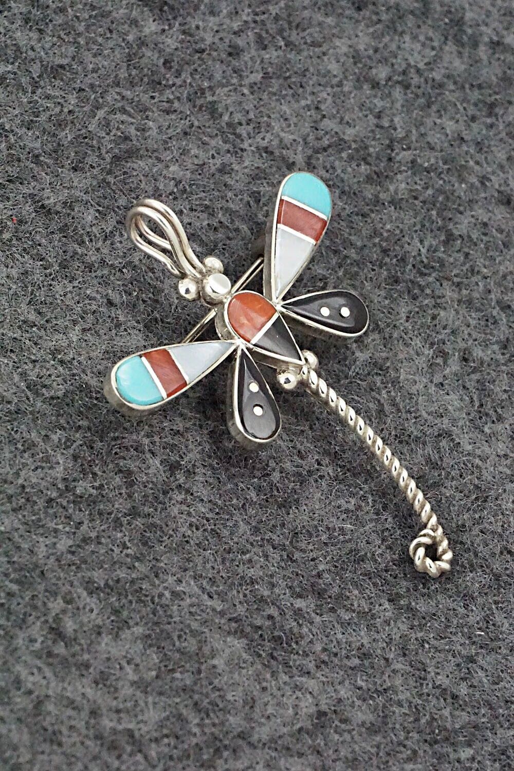 Multi Stone and Sterling Silver Pendant/Pin - Lyndon Ahiyite