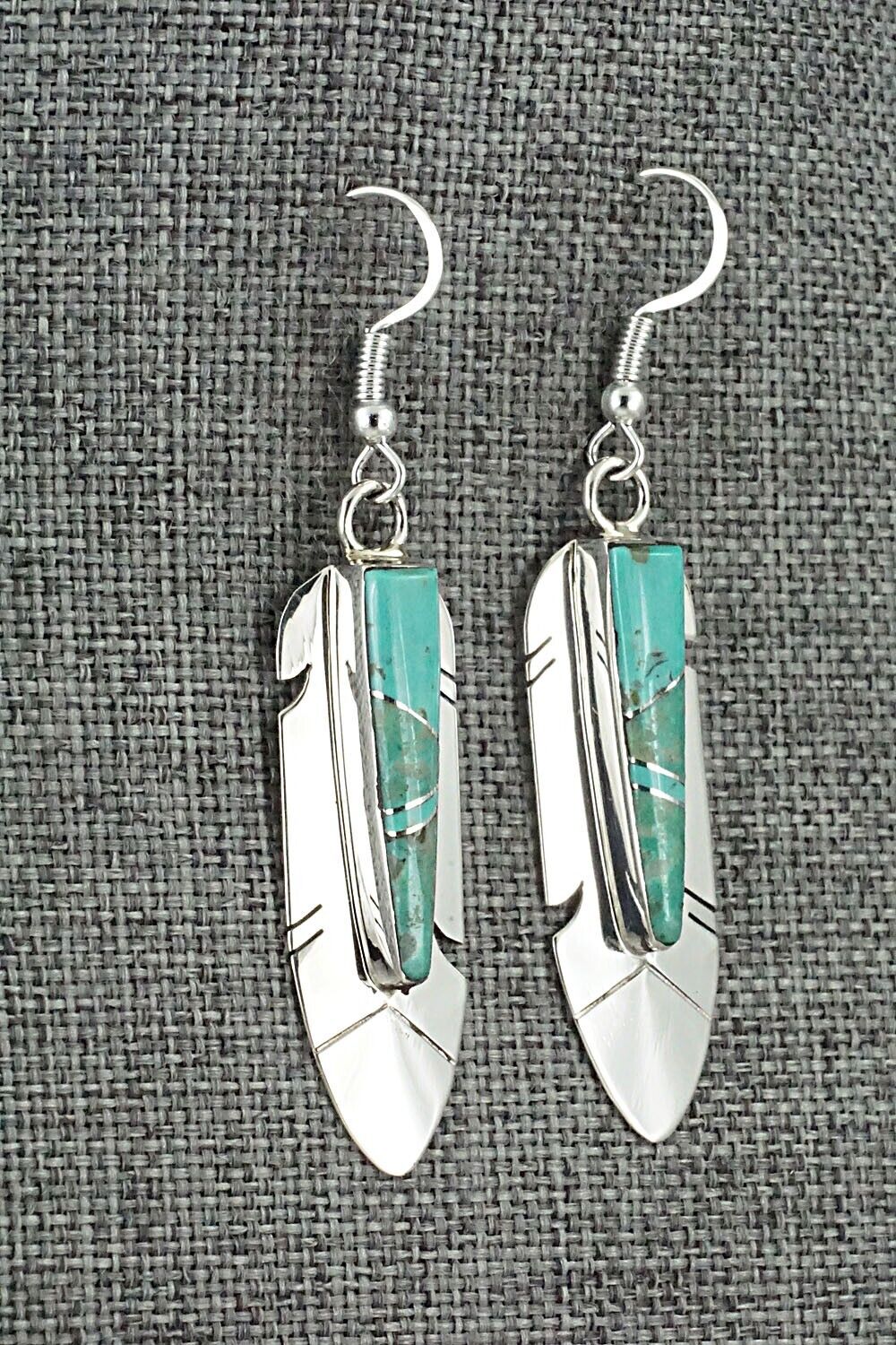 Turquoise & Sterling Silver Inlay Earrings - Marilyn Yazzie