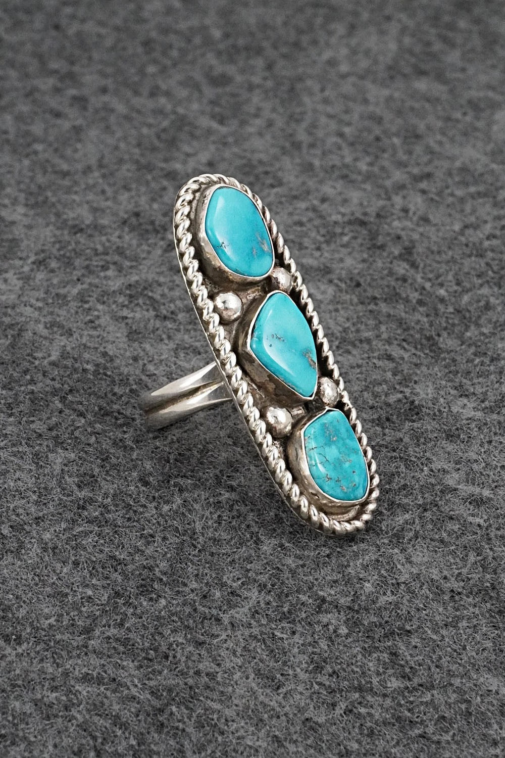 Turquoise & Sterling Silver Ring - Priscilla Reeder - Size 7.5