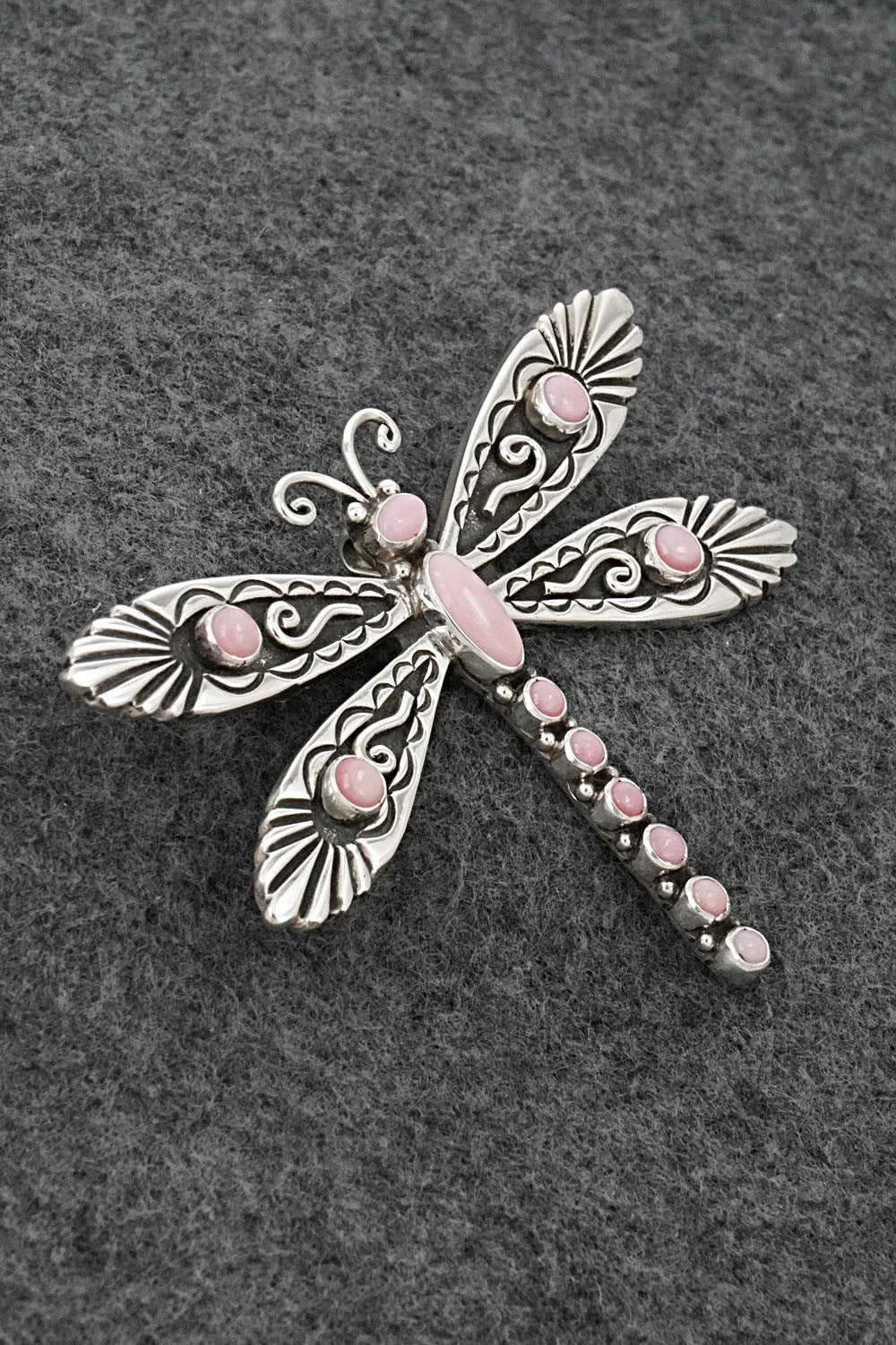 Pink Conch & Sterling Silver Pendant/Pin - Lee Charley