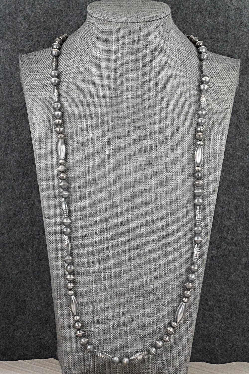 Sterling Silver Navajo Pearl Necklace 26" - Vintage