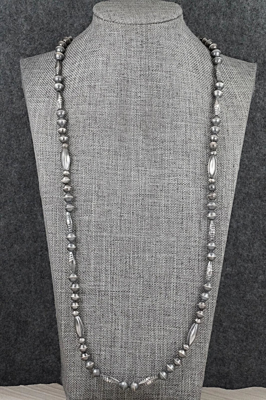 Sterling Silver Navajo Pearl Necklace 26" - Vintage
