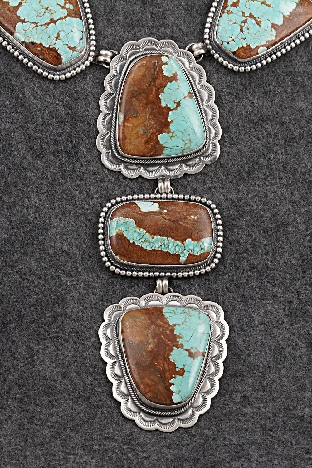 Turquoise & Sterling Silver Necklace and Earrings Set - Darrin Livingston
