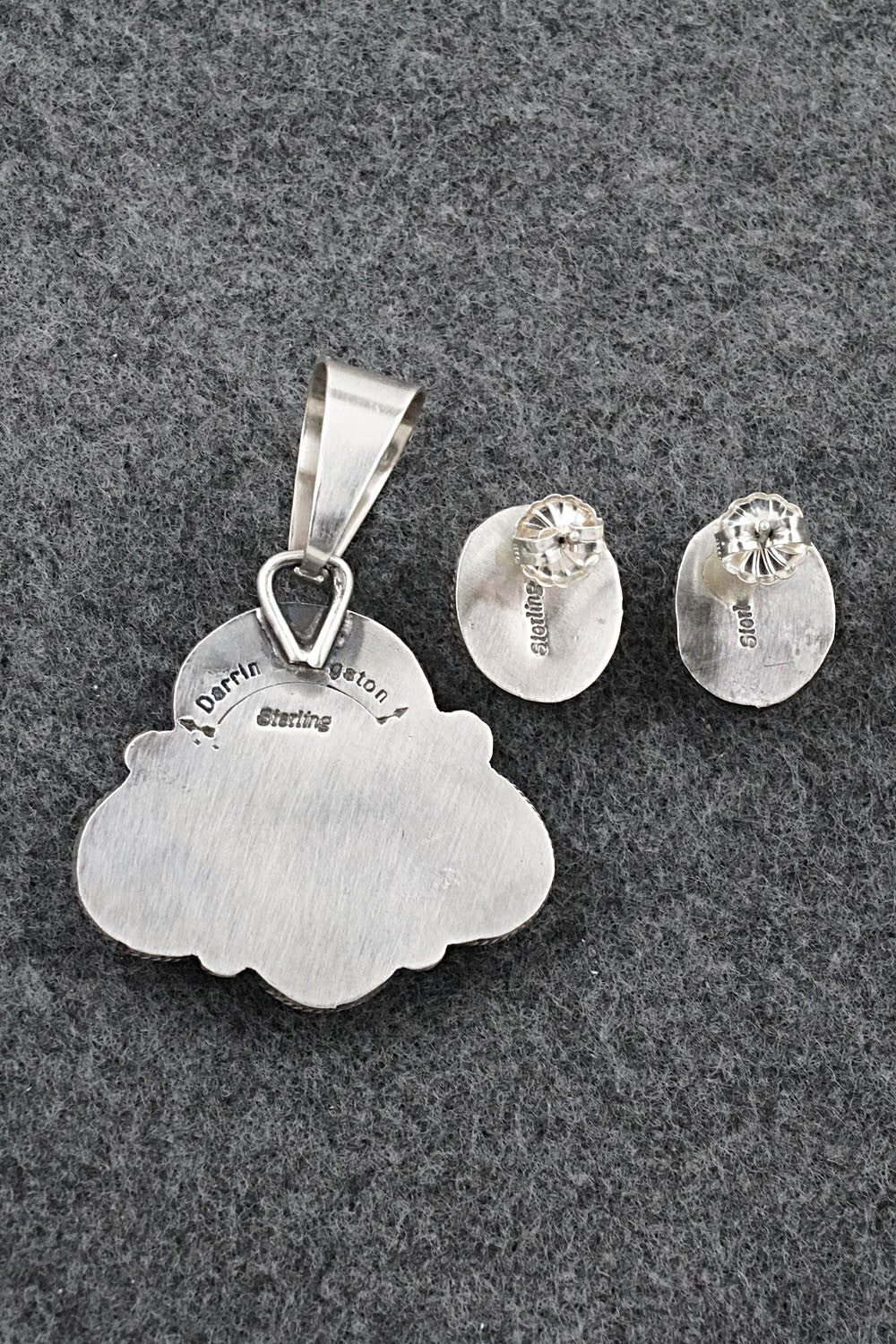 Turquoise & Sterling Silver Pendant and Earrings Set - Darrin Livingston