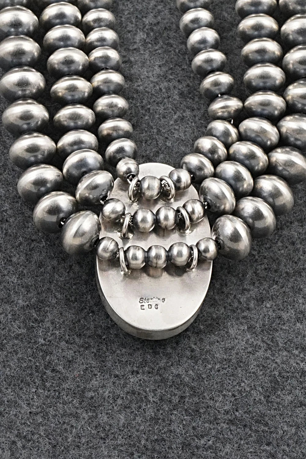 Turquoise & Sterling Silver Navajo Pearl Necklace - Gruber & Halwood