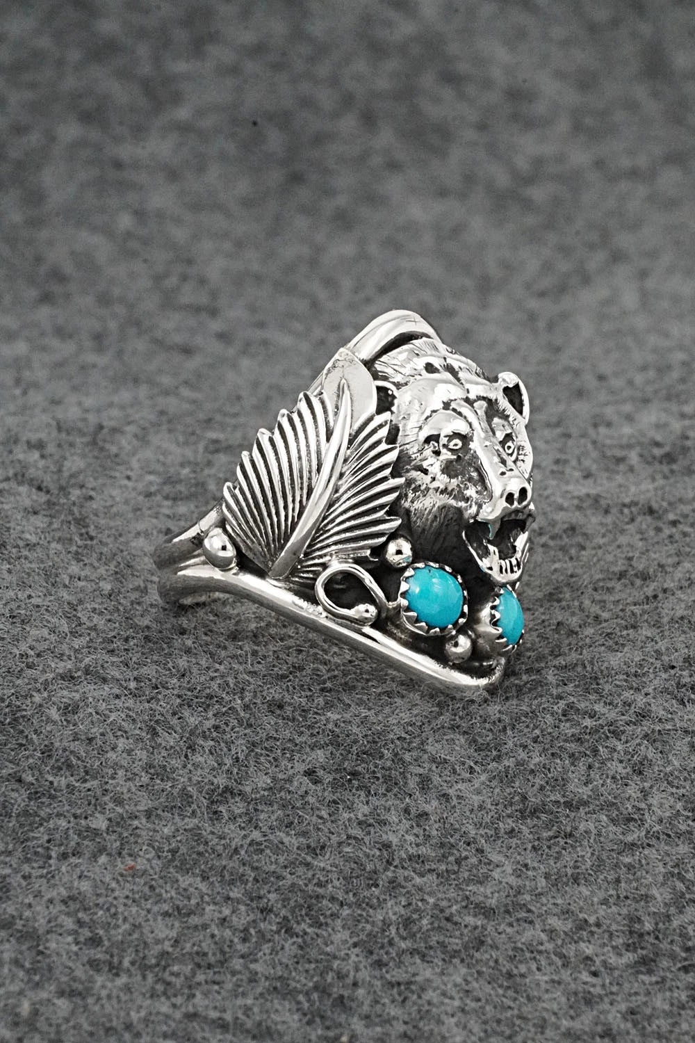 Turquoise & Sterling Silver Ring - Darrell Morgan - Size 13