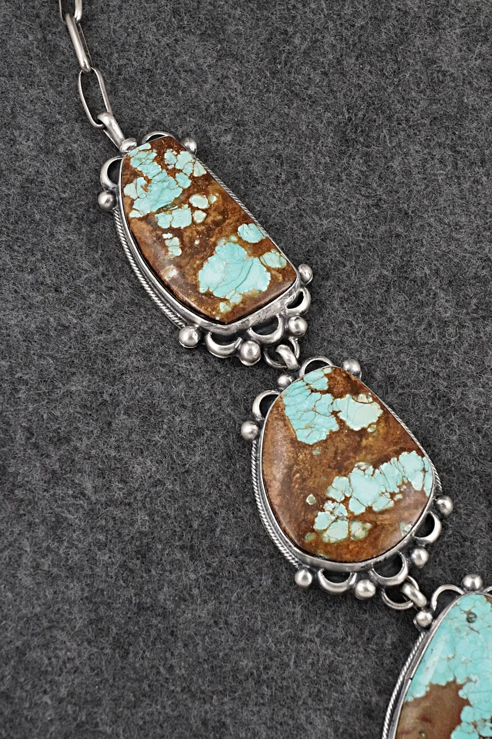 Turquoise & Sterling Silver Necklace and Earrings Set - Bobby Johnson