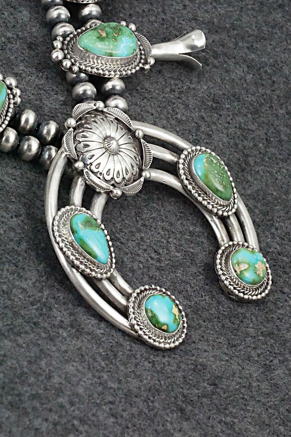 Turquoise & Sterling Silver Squash Blossom Set - Tom Lewis