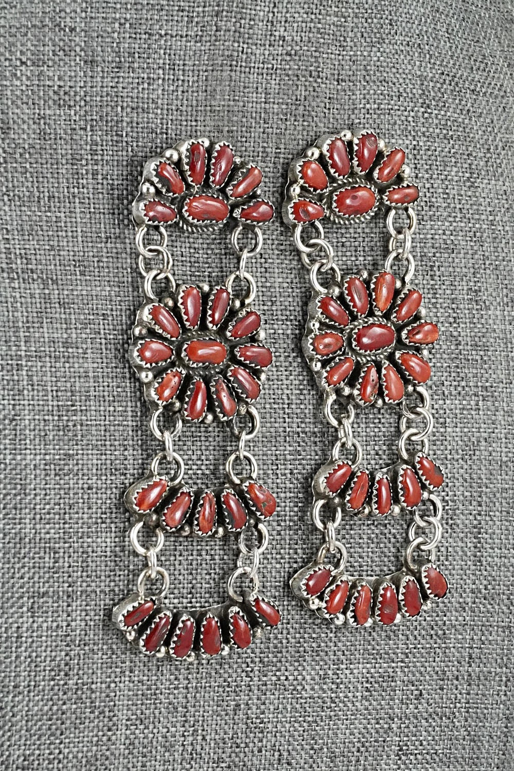 Coral & Sterling Silver Earrings - Justina Wilson