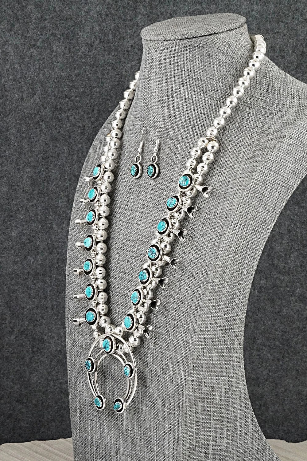 Turquoise & Sterling Silver Squash Blossom Set - Phil Garcia