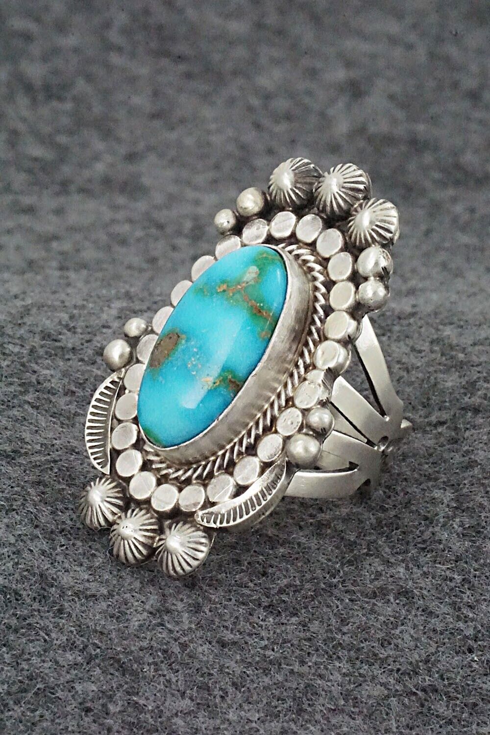 Turquoise & Sterling Silver Ring - Tom Lewis - Size 6.5