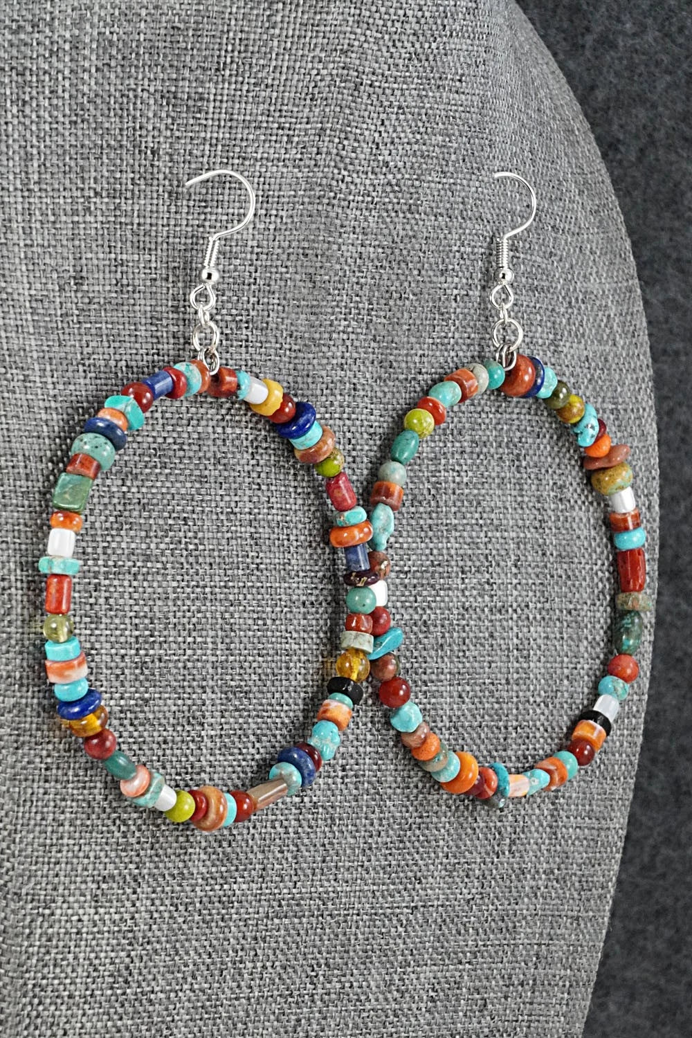 Multi-Stone & Sterling Silver Earrings - Helen Tsosie
