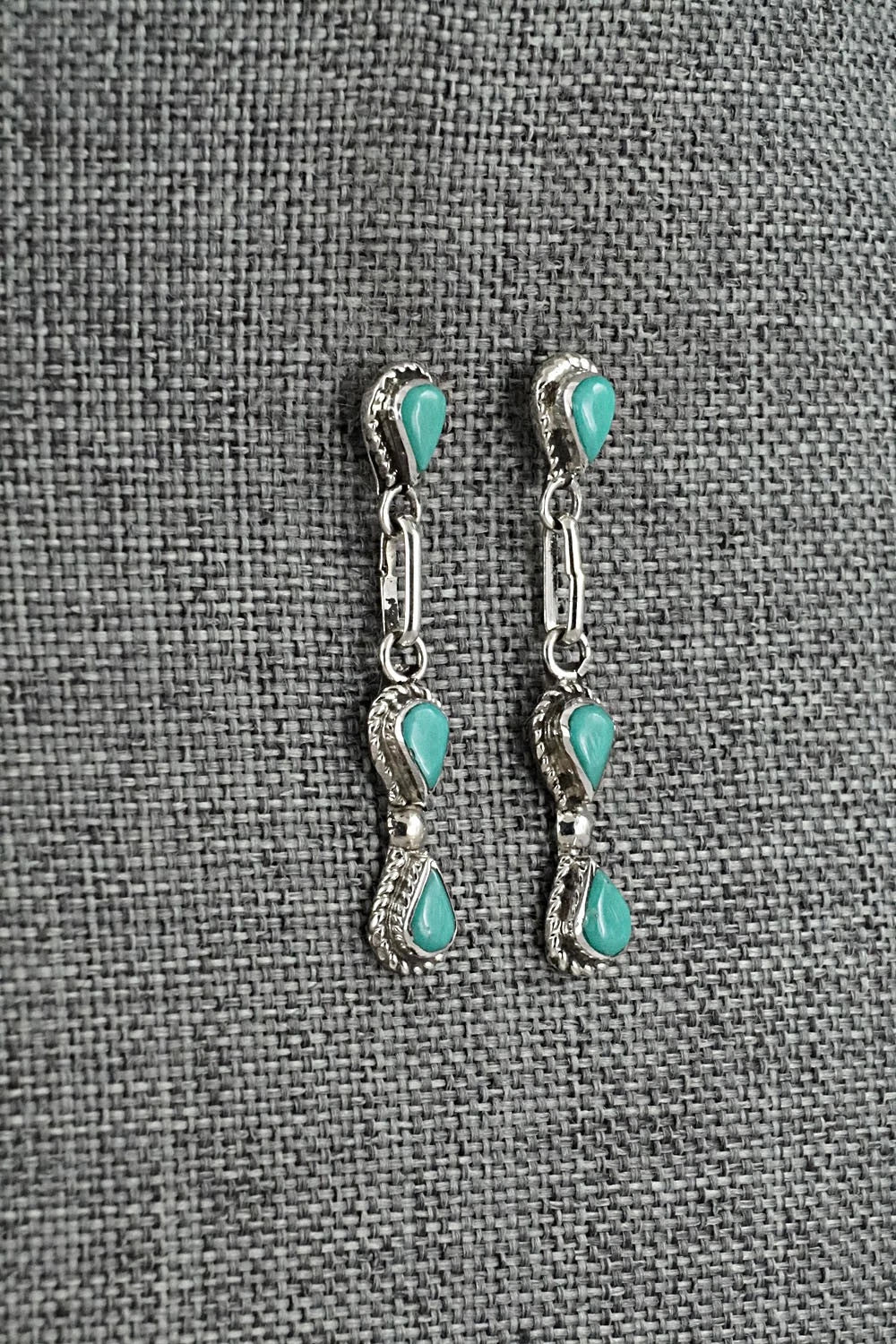 Turquoise & Sterling Silver Earrings - Carol Lateyice