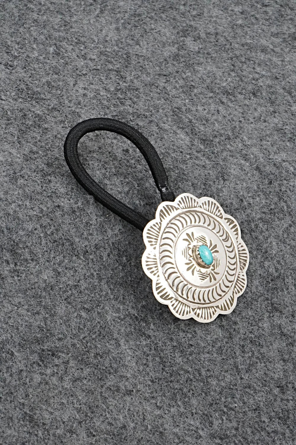 Turquoise & Sterling Silver Hair Tie - Bertha Begay