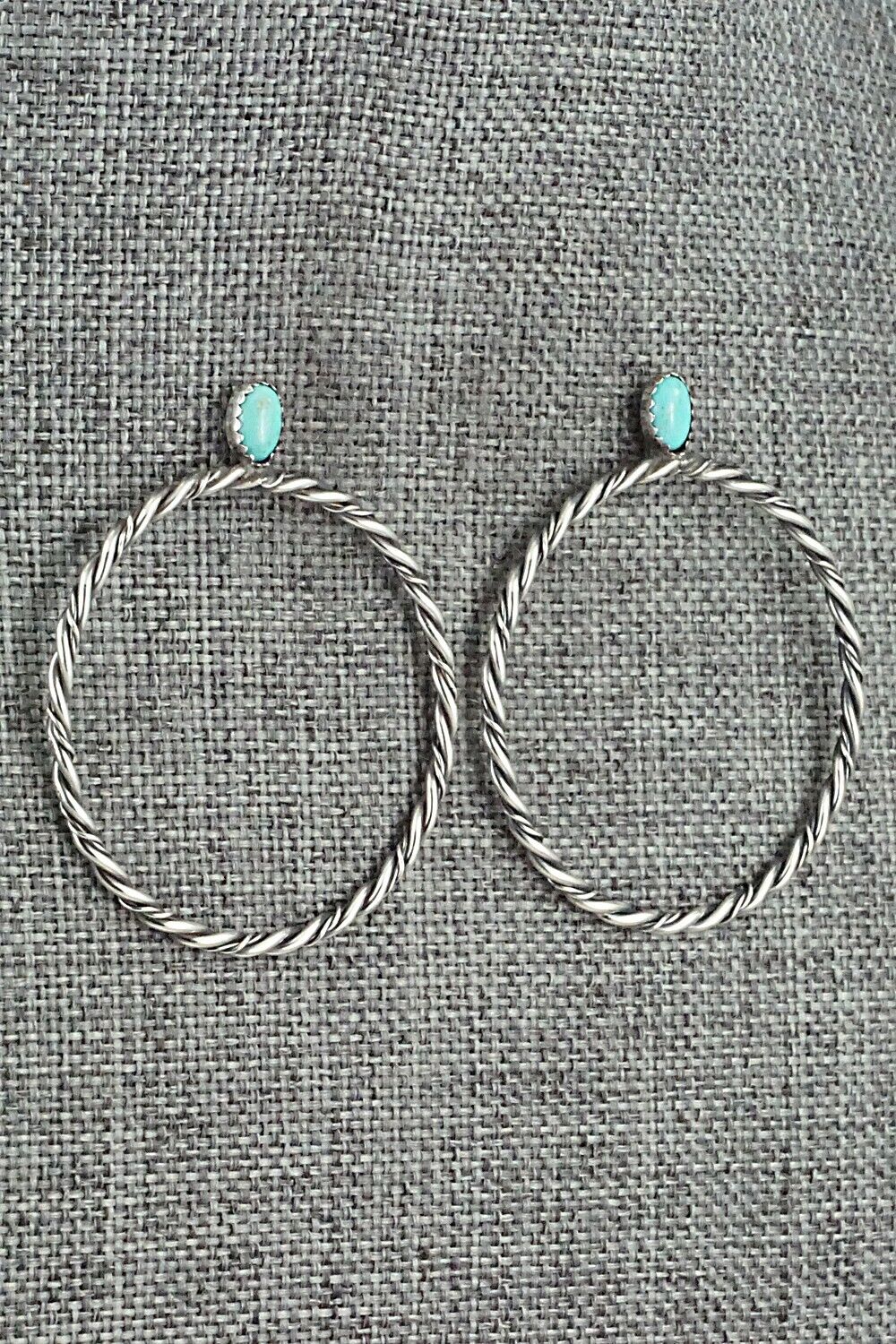 Turquoise & Sterling Silver Earrings - Nelson Leonard Jr.