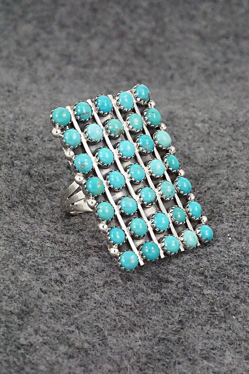 Turquoise & Sterling Silver Ring - Kenny Lonjose - Size 7.5